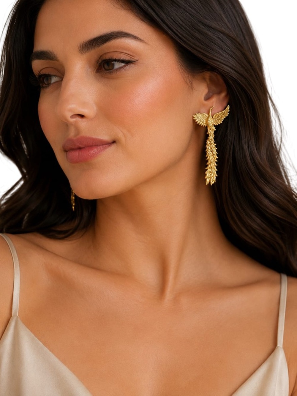 Elegant Gold Phoenix Drop Earrings for Women
